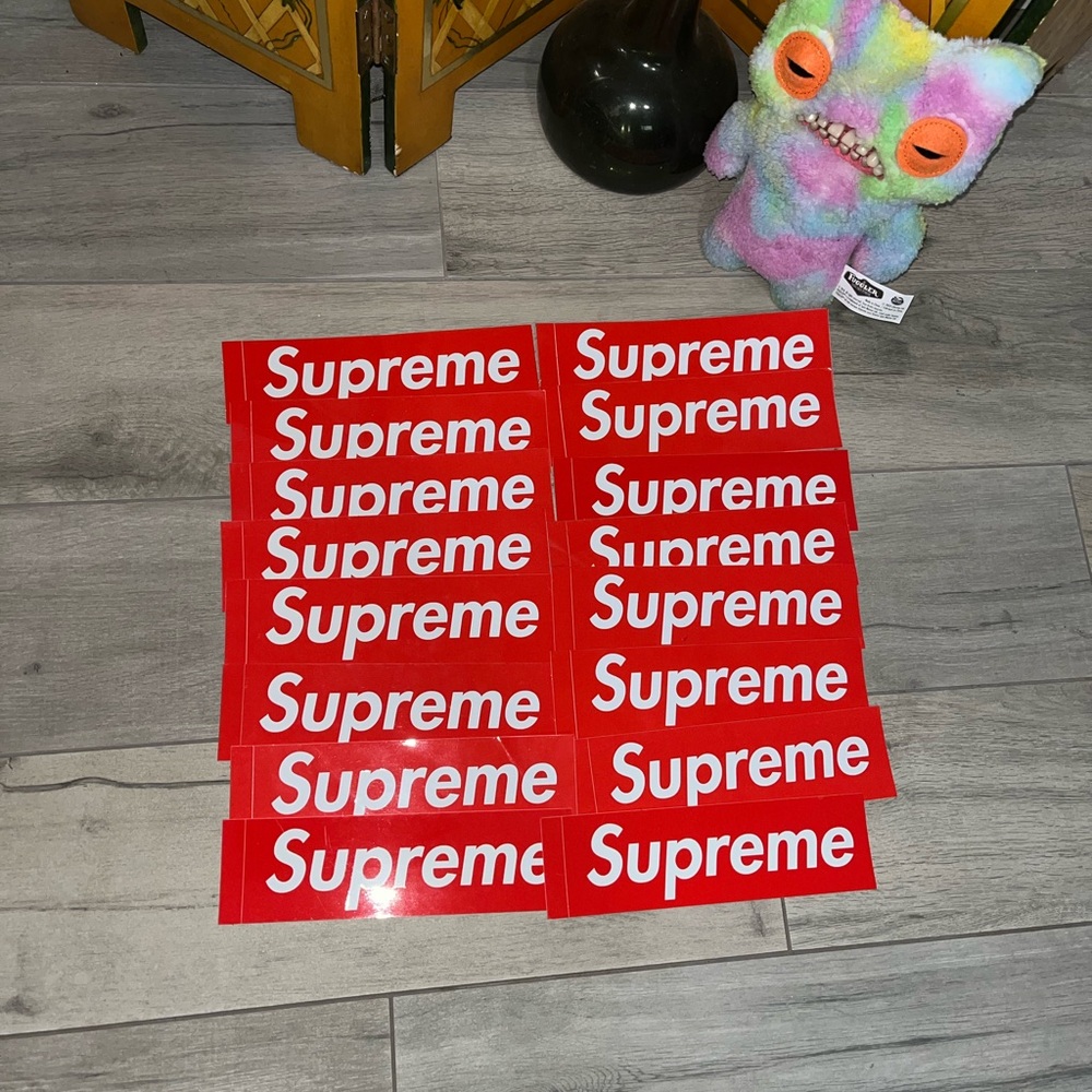 Red Supreme Box Logo Stickers